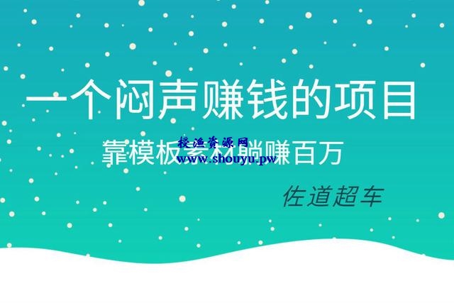 佐道副业特训营8:一个闷声赚钱的项目,靠模板素材躺赚百万