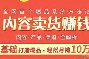 内容卖货赚钱:0基础打造卖爆品,每月轻松躺赚10w+【完结】