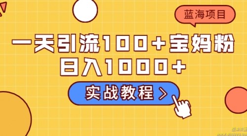 一天引流100+宝妈粉，日入1000+马上持续变现 蓝海项目